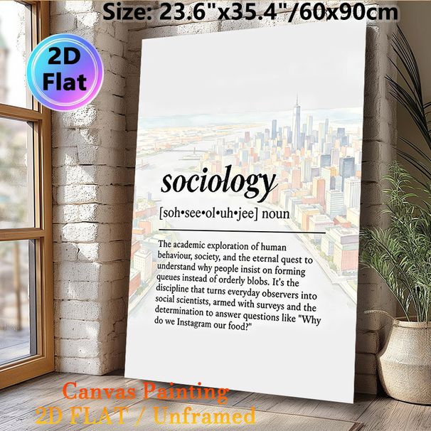 Sociology Definition Painting Poster, Witty Watercolor Cityscape Poster, Humorous Academic Definition Decor Ideal For Study Rooms, Offices_maomaolike.com