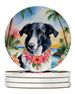 Borzoi Luau Large Sandstone Coasters Pack Of 4 Absorbent Round Coasters Decor Gifts For Men Or Women, 4 In, Multicolor_maomaolike.com