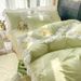 Wholesale INS Korean Mixed Color Skin-Friendly Soft Brushed Princess Style Ruched Ruffle Trim Four-Piece Set_maomaolike.com
