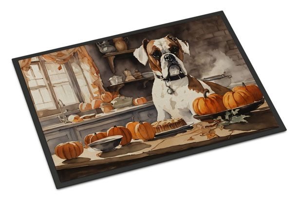 Boxer Fall Kitchen Pumpkins Doormat Front Door Mat Indoor Outdoor Rugs For Entryway, Non Slip Washable Low Pile, 24H X 36W_maomaolike.com