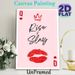 Queen Of Hearts Poker Themed Painting Poster, Stylish Minimalist Pink Poster With Crown, Lip Print & "Rise & Slay" Quote, Inspirational Wall Decor For_maomaolike.com