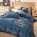 Light Luxury Minimalist Style Winter Double-Sided Coral Fleece Four-Piece Set Thickened Warm Milk Velvet Duvet Cover Bed Sheet Bed_maomaolike.com