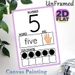 Number 5 Learning Painting Poster, Clear Educational Number Poster, Supports Number Recognition, Sign Language Learning And Counting Practice_maomaolike.com