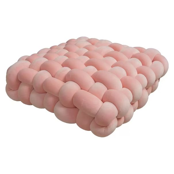 1pc Plush Knotted Square Pillow - Soft Geometric Design, Friendly Fabric For Home Decor, Office, Living Room, Bedroom Sofa Cushion, Decorative Pillows_maomaolike.com
