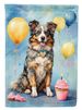 Australian Shepherd Happy Birthday House Flag Large Porch Sleeve Pole Decorative Outside Yard Banner Artwork Wall Hanging, Polyester, House Size, Multicolor_maomaolike.com