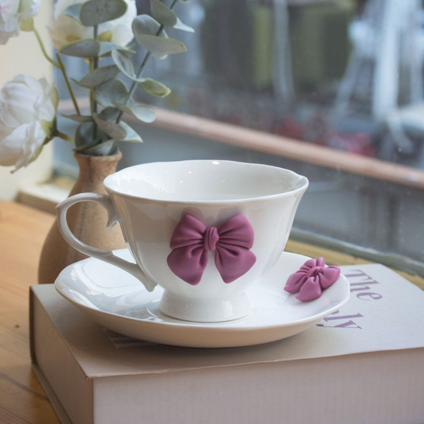 Girlish Sniper! Bowknot Coffee Cup, Unlock Exquisite Afternoon Tea With Ins Style_maomaolike.com