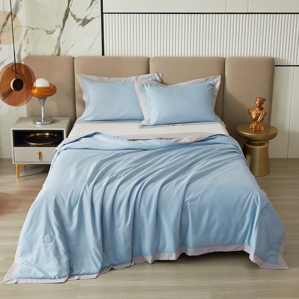 Air Conditioning Quilt Solid Color Thin Summer Quilt Three Piece Set_maomaolike.com