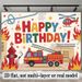 Fire Truck Birthday Party Banner - 2D Flat Polyester Backdrop, Wall Hanging Photo Props, Fire Truck Theme Party Decor_maomaolike.com