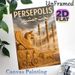 Persepolis Themed Painting Poster, Warm-hued Historical Ancient Persian Ruins Poster, Displays Iconic Winged Sculpture And Relief Carvings, Ideal For_maomaolike.com