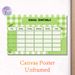 School Timetable Painting Poster, Fresh Green Gingham Style Poster, Decorative Class Schedule Layout With Floral And Backpack Details, Assists In_maomaolike.com