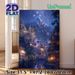 Starry Mountain Village Painting Poster, Enchanting Magical Fantasy Night Scene Poster, Soft Glowing Lights Create Cozy Atmosphere, Ideal For Bedroom_maomaolike.com