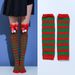 Men's Gloves cycling winter gloves fur ball striped bow socks over the knee socks Christmas red and green knitted sleeves set_maomaolike.com