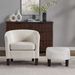 Velvet Accent Chair With Ottoman, Modern Barrel Chair Armchair For Living Room, Bedroom, White_maomaolike.com