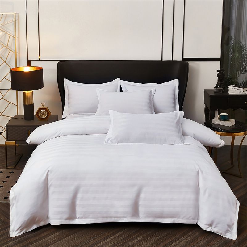 Bedding Four-Piece B&B Room Three-Piece Set Thickened Pure White Bed Sheet Duvet Cover Hotel Wholesale_maomaolike.com