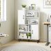 47 Inch Storage Cabinet Freestanding Bookcase With 2 Doors And 4 Open Shelves With Adjustable Foot Pads For Books, Photos, Decorations And Storage Boxes_maomaolike.com