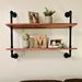 Industrial Pipe Shelf, 2 Tier 48x 9.84in, Wall-Mount Floating Rustic Wood Shelves Bracket Display Bookshelf, Storage Rack Sundries Holder For Kitchen Bedroom Bathroom Living Room, Black_maomaolike.com