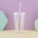 1pc Transparent Minimalist Water Cup With Straw, Reusable, Used DIY Smoothie Cups For Coffee, Milk, And Beverages_maomaolike.com