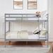 Full Over Full Bunk Bed With Ladder,Wooden Bunk Bed With High Guardrail And Ladder For Kids, Teens, Dorm Rooms, And Guest Rooms,No Box Spring Needed,Grey_maomaolike.com