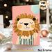 Cartoon Lion Painting Poster, Cute Pastel-toned Cartoon Style Poster, Cheerful Lion In Overalls Holding Balloon, Ideal For Bedroom And Living Room_maomaolike.com
