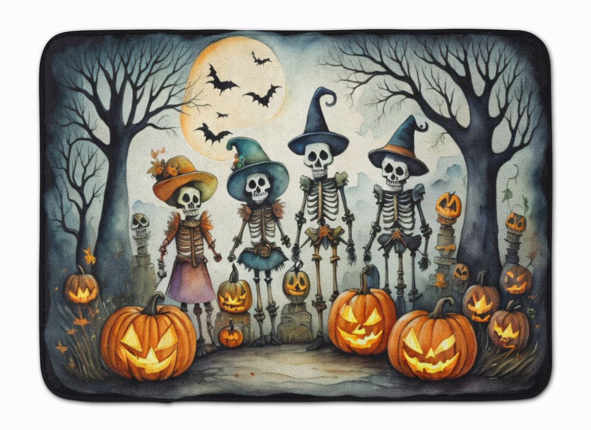 Calacas Skeletons Spooky Halloween Memory Foam Kitchen Mat Machine Washable Anti-Fatigue Mat Cushion Comfort Bath Mat Or Kitchen Rug_maomaolike.com