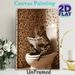 Leopard On Toilet Painting Poster, Whimsical Anthropomorphic Leopard Reading Newspaper Poster, Playful Humorous Decor Option For Bathroom_maomaolike.com