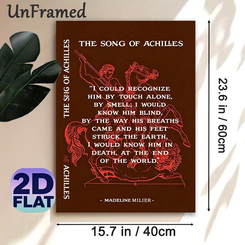 The Song Of Achilles Painting Poster, Retro Red Line-art Warrior On Horseback Poster, Features Iconic Literary Quote, Ideal For Home Study And Reading_maomaolike.com