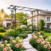Metal Garden Arch Garden Arbor Trellis Climbing Plants Support Rose Arch Black_maomaolike.com