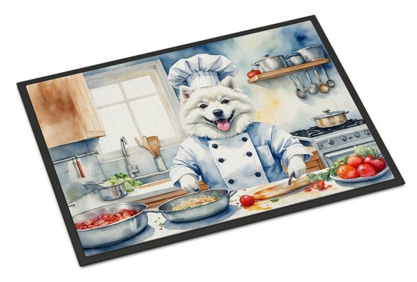 American Eskimo The Chef Doormat Front Door Mat Indoor Outdoor Rugs For Entryway, Non Slip Washable Low Pile, 24H X 36W_maomaolike.com