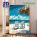 Turks & Caicos Beach Painting Poster, Vibrant Retro Travel Style Poster, Relaxing Coastal Scene With Beach Chairs, Ideal For Bedroom, Living Room Or_maomaolike.com