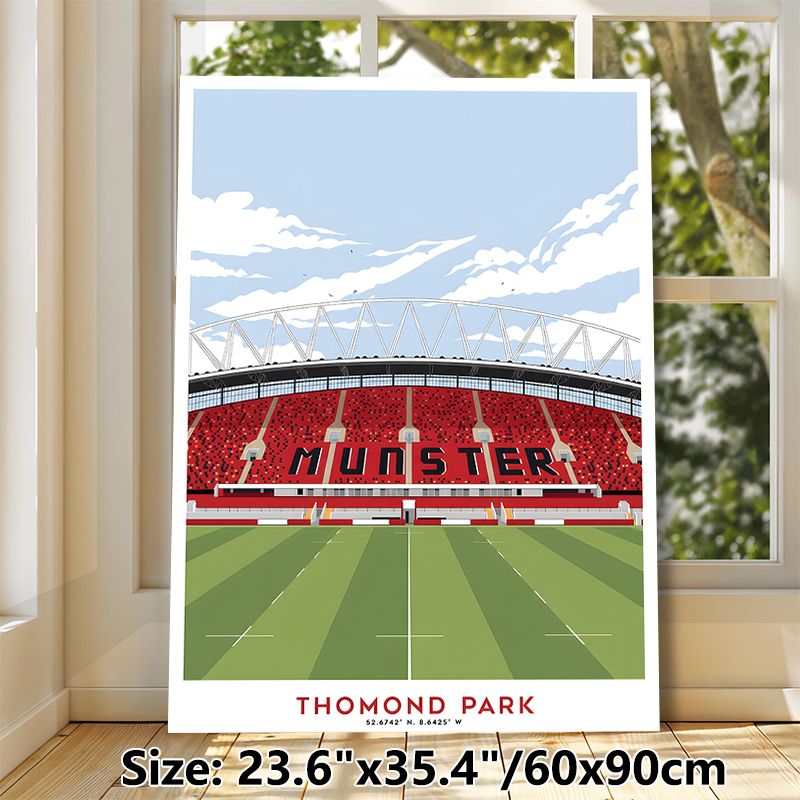 Thomond Park Stadium Sports Painting Poster, Vibrant Minimalist Flat-style Stadium Poster, Eye-catching Sports Venue Artwork Ideal For Home And Sports_maomaolike.com