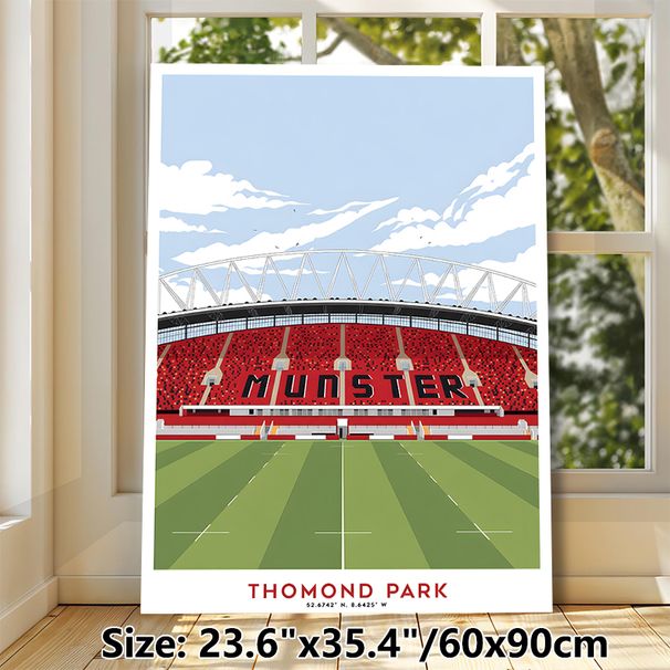 Thomond Park Stadium Sports Painting Poster, Vibrant Minimalist Flat-style Stadium Poster, Eye-catching Sports Venue Artwork Ideal For Home And Sports_maomaolike.com