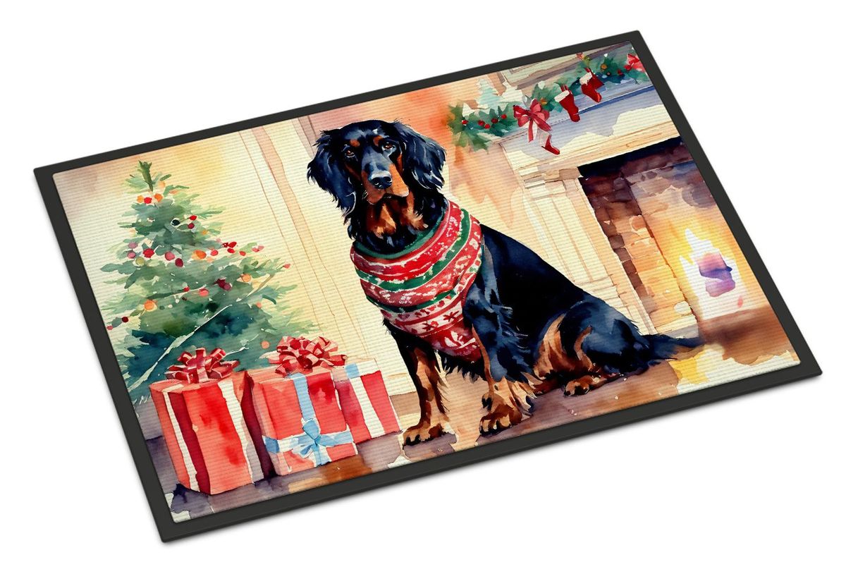 Gordon Setter Cozy Christmas Doormat Front Door Mat Indoor Outdoor Rugs For Entryway, Non Slip Washable Low Pile, 24H X 36W_maomaolike.com