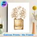 Chic Perfume Bottle With Peonies Painting Poster, Elegant Gilded Floral Poster, Refined Decorative Piece Suitable For Bedroom, Vanity Space_maomaolike.com