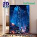 Roppongi Tokyo Night Cityscape Painting Poster, Vibrant Anime-style Glowing Skyscraper Night View Poster, Captivating Urban Night Scenery Ideal For_maomaolike.com