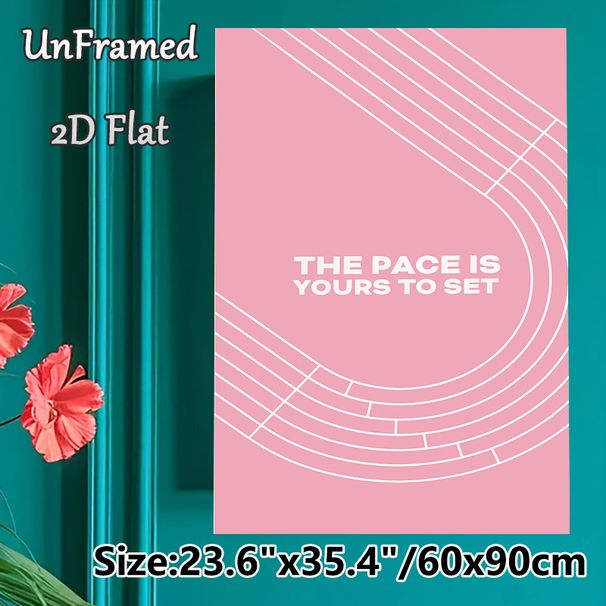 Motivational Quote Painting Poster, Soft Pink Minimalist Line Pattern Poster, Inspiring "The Pace Is Yours To Set" Message For Home Office, Bedroom_maomaolike.com