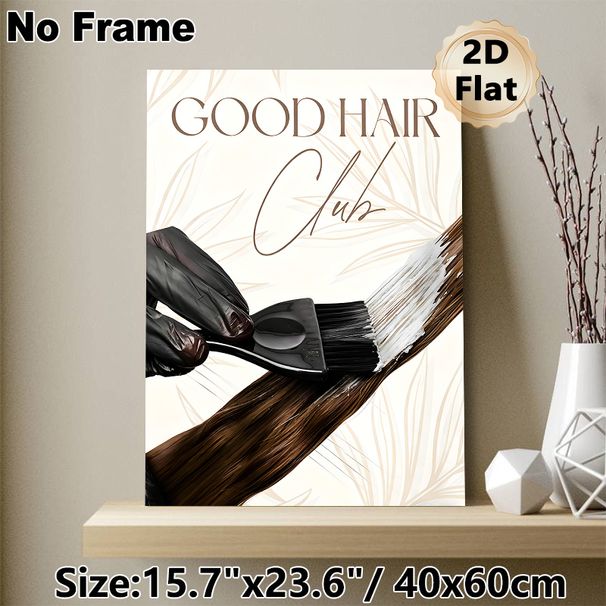 Good Hair Club Themed Painting Poster, Sophisticated Hair Care Styling Scene Poster, Chic Decor Piece For Hair Salons And Beauty Spaces_maomaolike.com