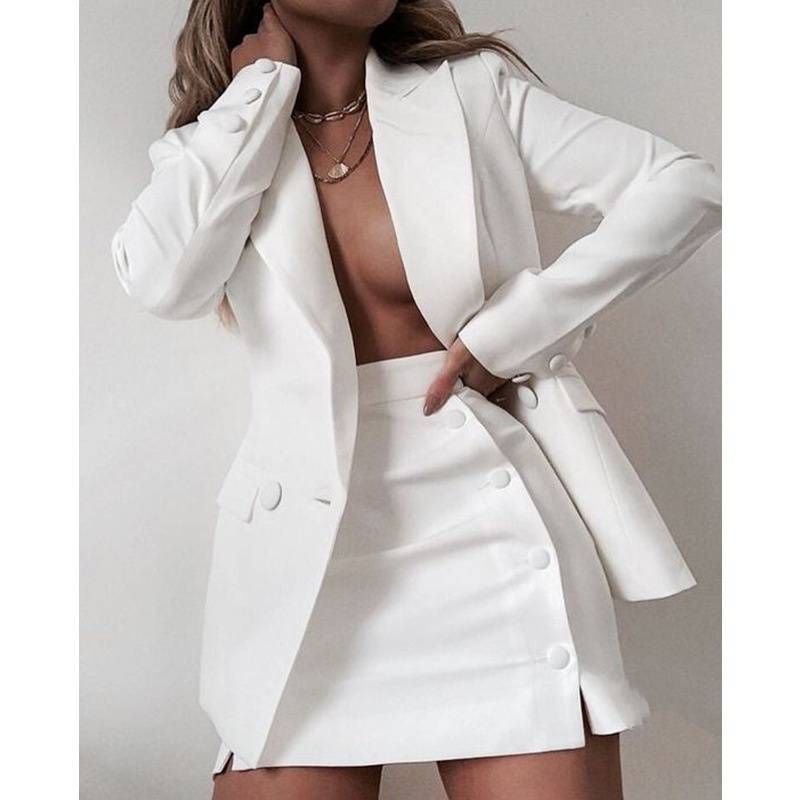 Women's Clothing fashion suit tops + short skirt two-piece suits _maomaolike.com