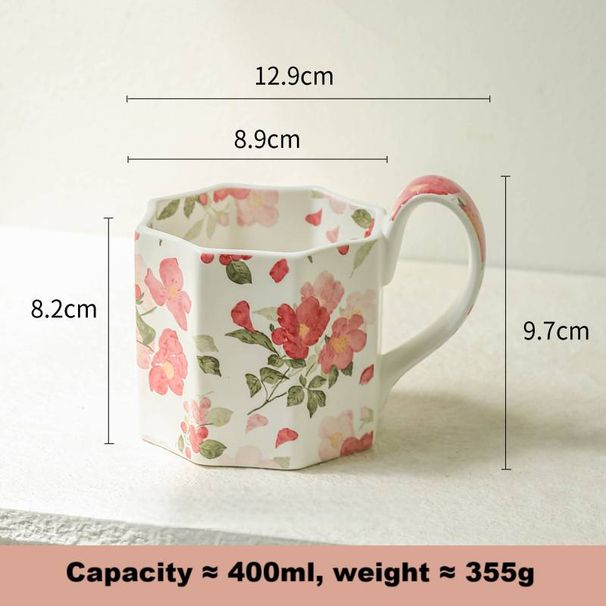 Creative Matte Large Capacity Floral Ceramic Mug, Office And Home Drinking Cup_maomaolike.com