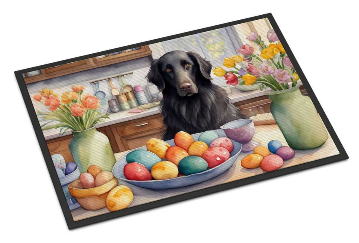 Decorating Easter Flat-Coated Retriever Doormat Front Door Mat Indoor Outdoor Rugs For Entryway, Non Slip Washable Low Pile, 24H X 36W_maomaolike.com