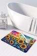 Sunflowers In Color Memory Foam Kitchen Mat Machine Washable Anti-Fatigue Mat Cushion Comfort Bath Mat Or Kitchen Rug_maomaolike.com