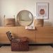 Vintage Wooden Makeup Wall-Mounted Round Wall-Sticking Home Dormitory Desktop Dressing Mirror Wall Decoration_maomaolike.com