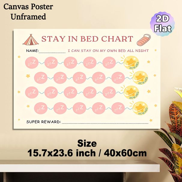 Stay In Bed Reward Chart Painting Poster, Soft-toned Cute Bedtime-themed Poster, With Sleep Icons And Reward Stars, Helps Encourage Staying In Bed All_maomaolike.com