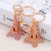 Unisex Paris Tower diamond alloy keychain girls decorative bag hanging decoration car pendant_maomaolike.com