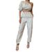 Women's Clothing Summer New Fashion Slant Collar Raglan Sleeve Top Casual Style Trousers Two piece Set_maomaolike.com