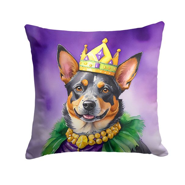 Australian Cattle Dog King Of Mardi Gras Throw Pillow Machine Washable, Indoor Outdoor Decorative Pillow For Couch, Bed Or Patio, 14Hx14W_maomaolike.com