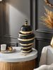 1pc Gold Stripe Decorative Ceramic Vase With Lid Light Luxury High-end Design Can Hold Water Flower Arrangement Vase Ornament Decorative Vase_maomaolike.com