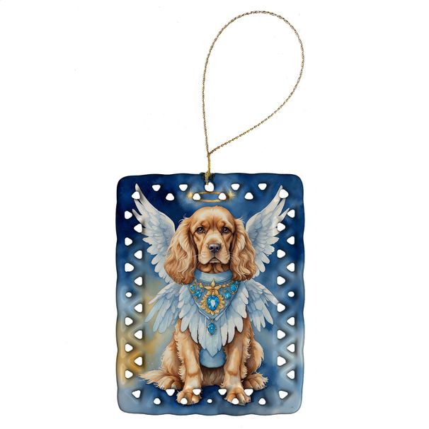 Cocker Spaniel My Angel Porcelain Ornament Christmas Tree Hanging Decorations For Home Christmas Holiday, Rectangle, Gift, Multicolor_maomaolike.com