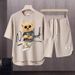 Men's Clothing 2024 Waffle Casual Summer Suit Men's Loose Teen Short sleeved T shirt Shorts Handsome Two piece Suit_maomaolike.com