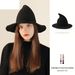 Unisex Cotton yarn wizard knitted Halloween witch hat spire foldable magic hat_maomaolike.com