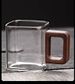 2PC High Borosilicate Transparent High-temperature Resistant Glass Walnut Handle Single-layer Glass Cup, Juice Single-layer Glass Cup_maomaolike.com
